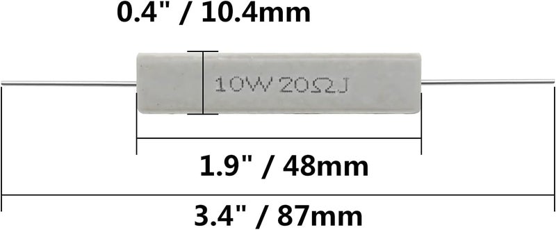 Jersvimc 10PCS 10W 20 Ohm Ceramic Resistor, Power Resistor Assortment Cement Resistor Kit Wirewound Resistor - Image 4